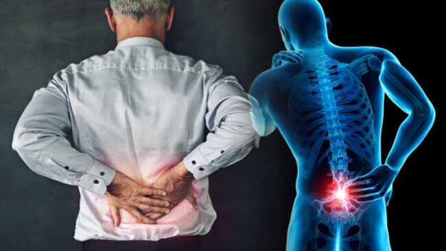 Person holding their lower back in pain
