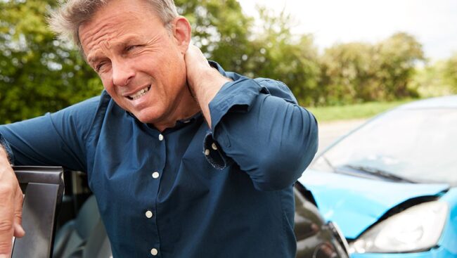 Damaged vehicles after a car accident